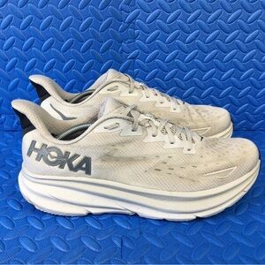 Hoka One One Clifton 9 Womens Running Shoes White Athletic Sneakers Size 13D